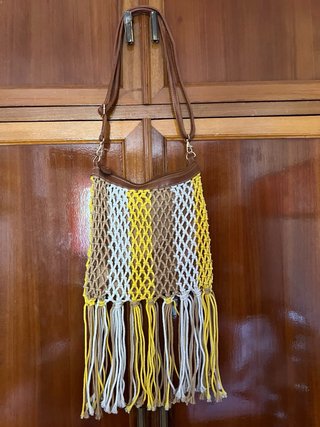 Bolso Macramé Boho Artesanal Flecos