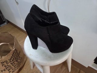 Botines tacón grueso negros talla 36
