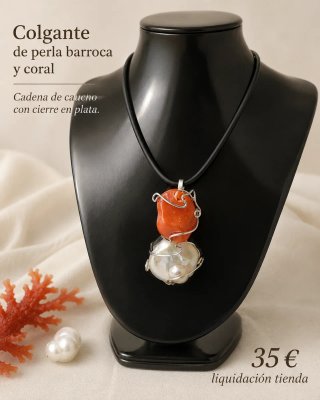 Colgante perla barroca y coral