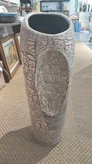 Grande vaso scultura ceramica beige