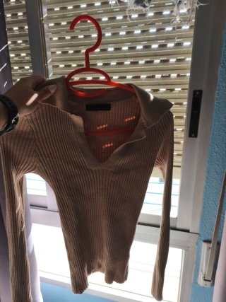 Camiseta canalé Shein M crema