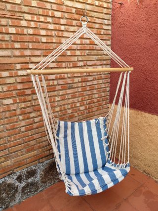 2 Sillas Colgantes Tela y Madera