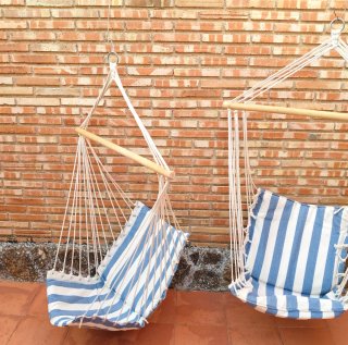 2 Sillas Colgantes Tela y Madera