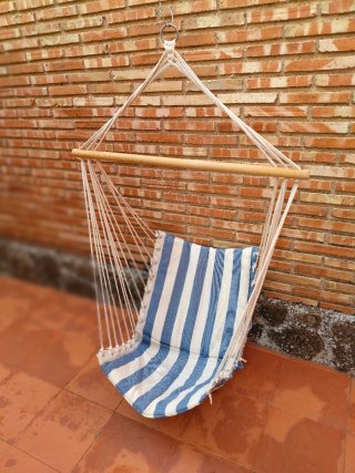 2 Sillas Colgantes Tela y Madera