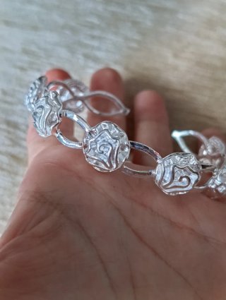 Pulsera plata laminada rosa rígida