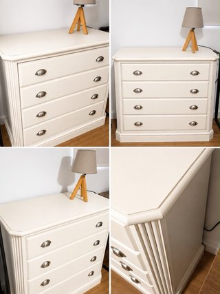 Cómoda de madera maciza estilo vintage beige