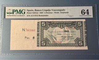 5 Pesetas 1937 Banco Urquijo Vascongado