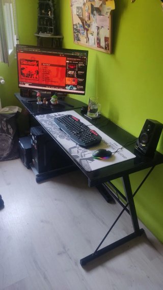 Mesa escritorio cristal L o recta