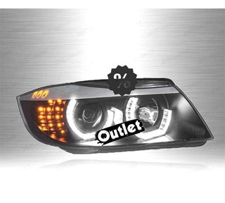FE FAROS BMW E90 E91 05-08 OJOS ANGEL LED 3D FONDO NEGRO R14