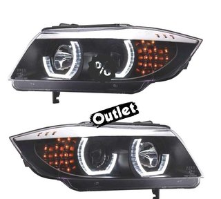 FE FAROS BMW E90 E91 05-08 OJOS ANGEL LED 3D FONDO NEGRO R14