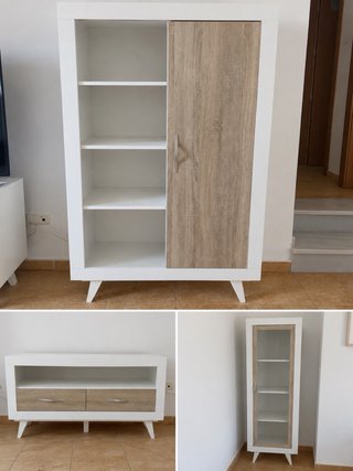 Conjunto Muebles Blanco y Madera