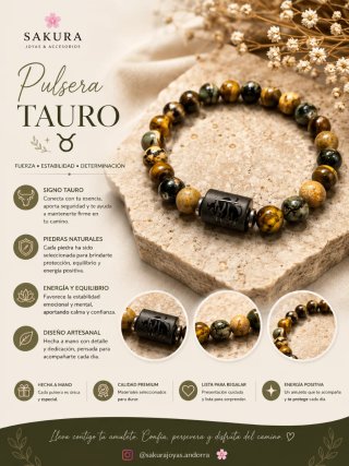Pulsera Sakura Tauro Piedras Naturales