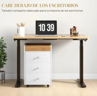 Cajonera con ruedas blanca y madera