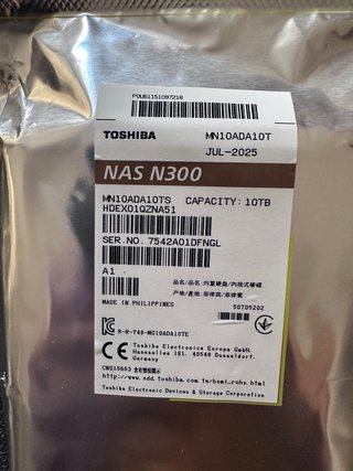 Disco Duro Toshiba N300 10TB NAS SATA 3 1DFNGL