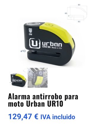 Candado Antirrobo Moto Urban UR10. CON ALARMA