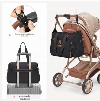 Mochila Pañalera Negra con Marrón