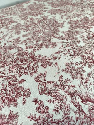 Retal 2x1,40 de tela de loneta Toile de Jouy burde