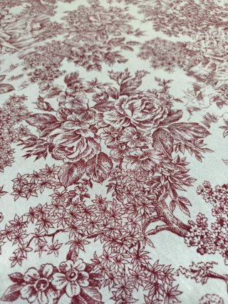 Retal 2x1,40 de tela de loneta Toile de Jouy burde