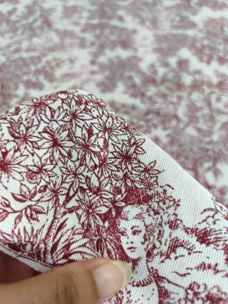 Retal 2x1,40 de tela de loneta Toile de Jouy burde