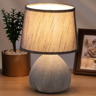 Lampada da Tavolo Lume Comodino Ceramica Tessuto G