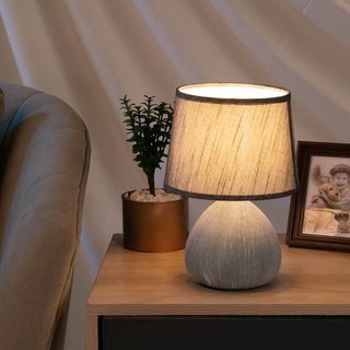 Lampada da Tavolo Lume Comodino Ceramica Tessuto G