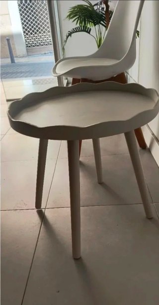 Mesa auxiliar redonda madera blanca 45x45