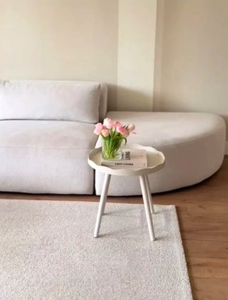 Mesa auxiliar redonda madera blanca 45x45