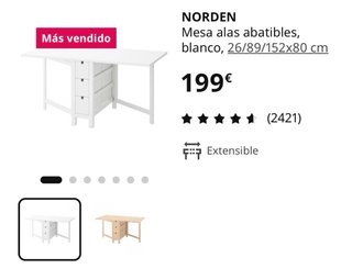 Mesa extensible IKEA NORDEN alas abatibles