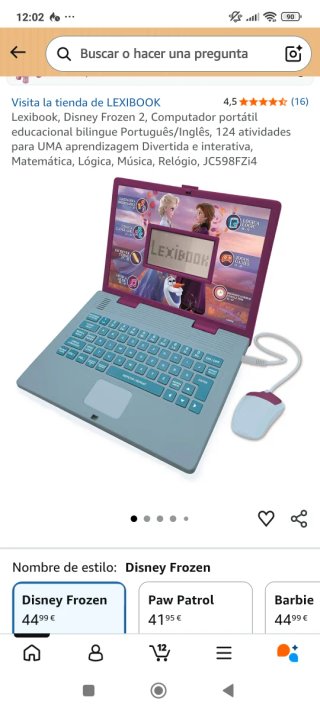 Lexibook Frozen 2 Portátil Educativo Inglés/Portug