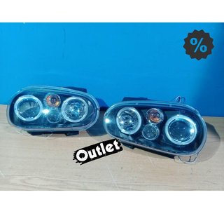 FE FAROS VOLKSWAGEN VW GOLF 4 OJOS ANGEL LED LOOK R32 FONDO