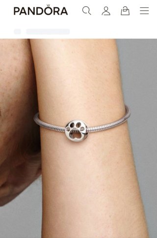 Charm Pandora Huella perro Plata de ley.