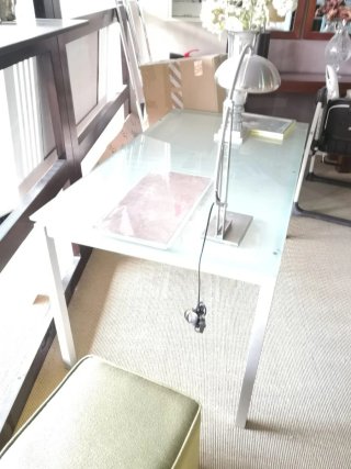 Mesa de cristal 130cm, cristal opaco