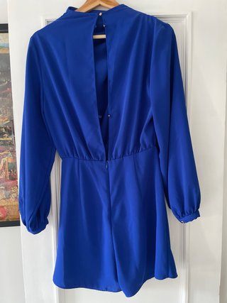 Vestido Zara azul drapeado botones