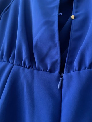 Vestido Zara azul drapeado botones
