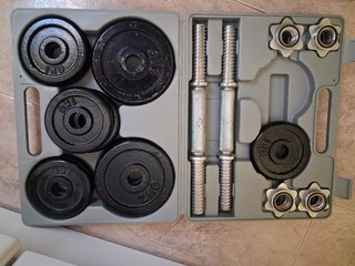 Maleta con discos de 1 k y 2 k . Total: 20 kg