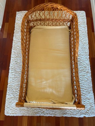 Cuna ratán bebé + colchón 90x55x72,5cm