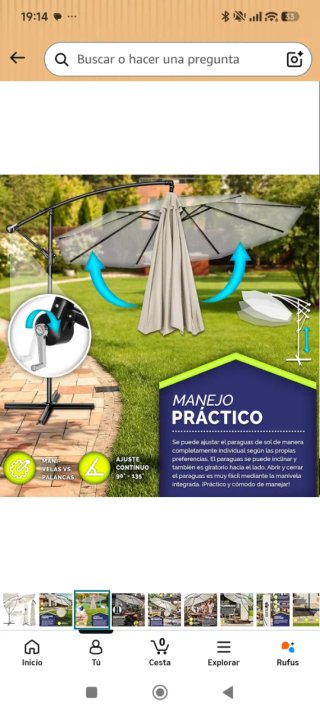 Sombrilla Beige 350cm Marca: tillver