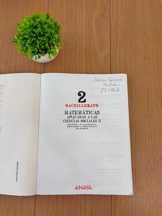 Matematicas aplicadas a las CCSS de 2 de bachiller