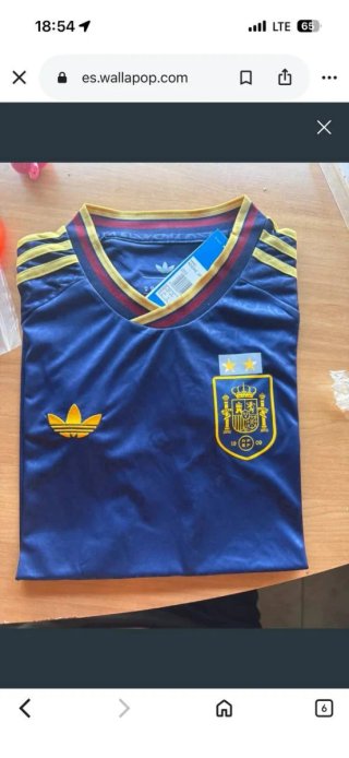Camiseta España 2 estrellas azul/dorada