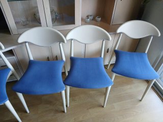 Sillas comedor beige y azul