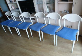 Sillas comedor beige y azul