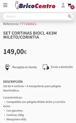 2 Cortinas Pérgola Bioclimática Tela y mosquiteras