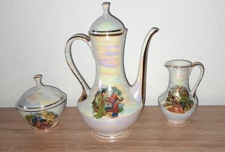 Juego café porcelana antiguo motivos orientales