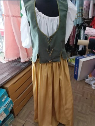 Traje Medieval Mujer Amarillo y Verde