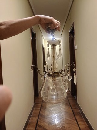 Lámpara de techo cristal y bronce
