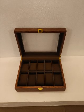 Scatola porta orologi in legno con 10 posti