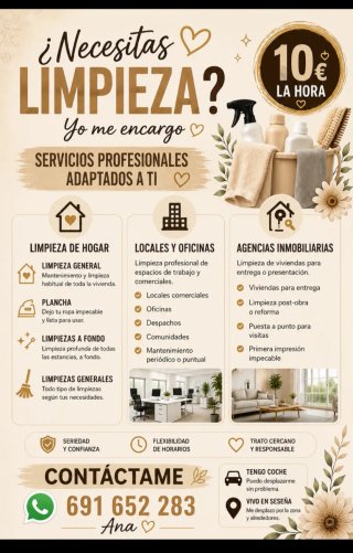 Limpieza de viviendas, oficinas,locales