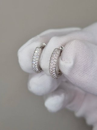 Pendientes Aros Pavé de Plata 925 y Moissanita