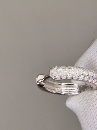Pendientes Aros Pavé de Plata 925 y Moissanita