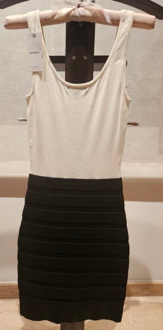 Vestido Mango blanco y negro Talla S